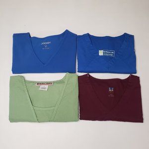 Mixed Colors Royal Blue Green Wine Scrub Top Bundle (4) Medium